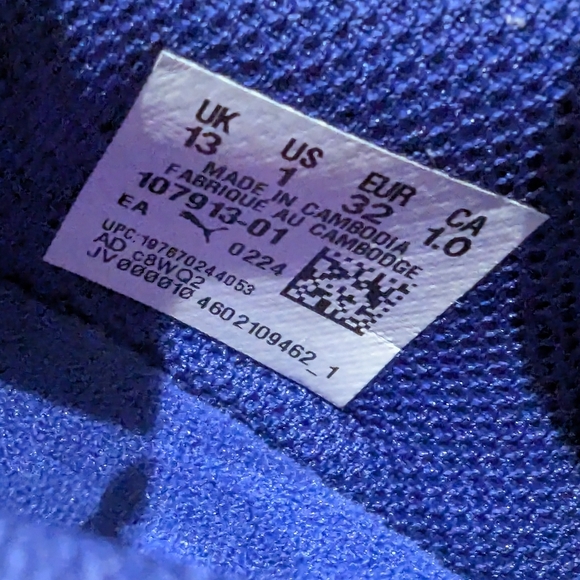 PUMA Kids Ultra 5 Play It Jr lapis lazuli/puma white Indoor Training Shoes Sz 1 - Picture 11 of 12